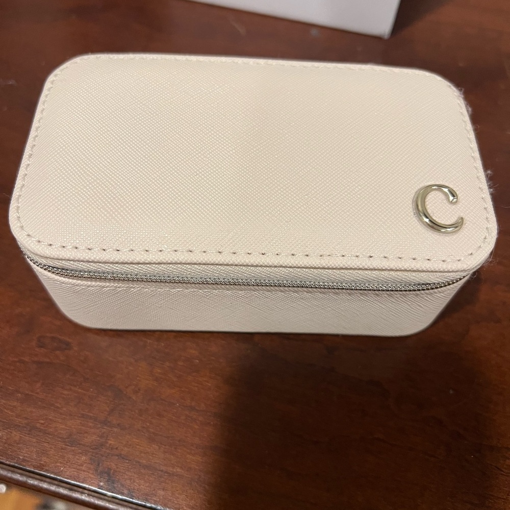 Cream Jewelry Box with Letter C Accent